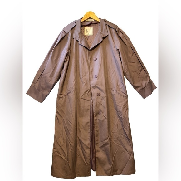 Vintage Misty Harbor Trench Coat Womens 14 Purple Belted Made in USA Union Made - Picture 1 of 10